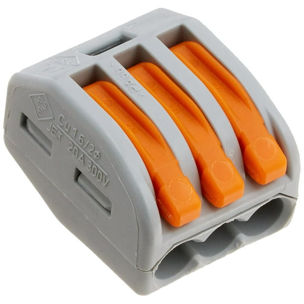 Lever-Nuts 3 Conductor Combination Compact Wire Connectors 3 Port Fast Connection Terminal 28-12 AWG Suitable for Multiple Types of Wires